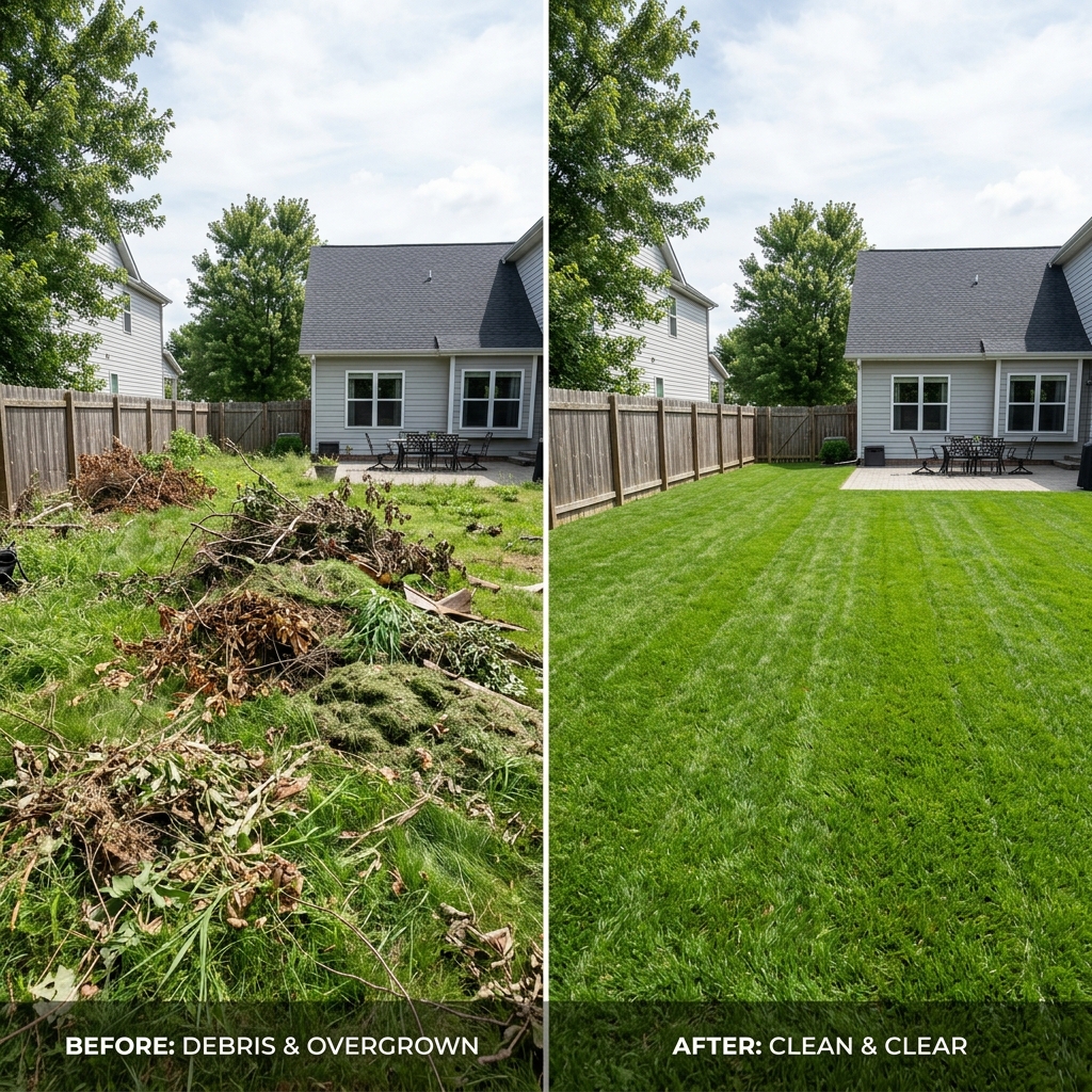 Backyard Debris Cleanup — Before and After